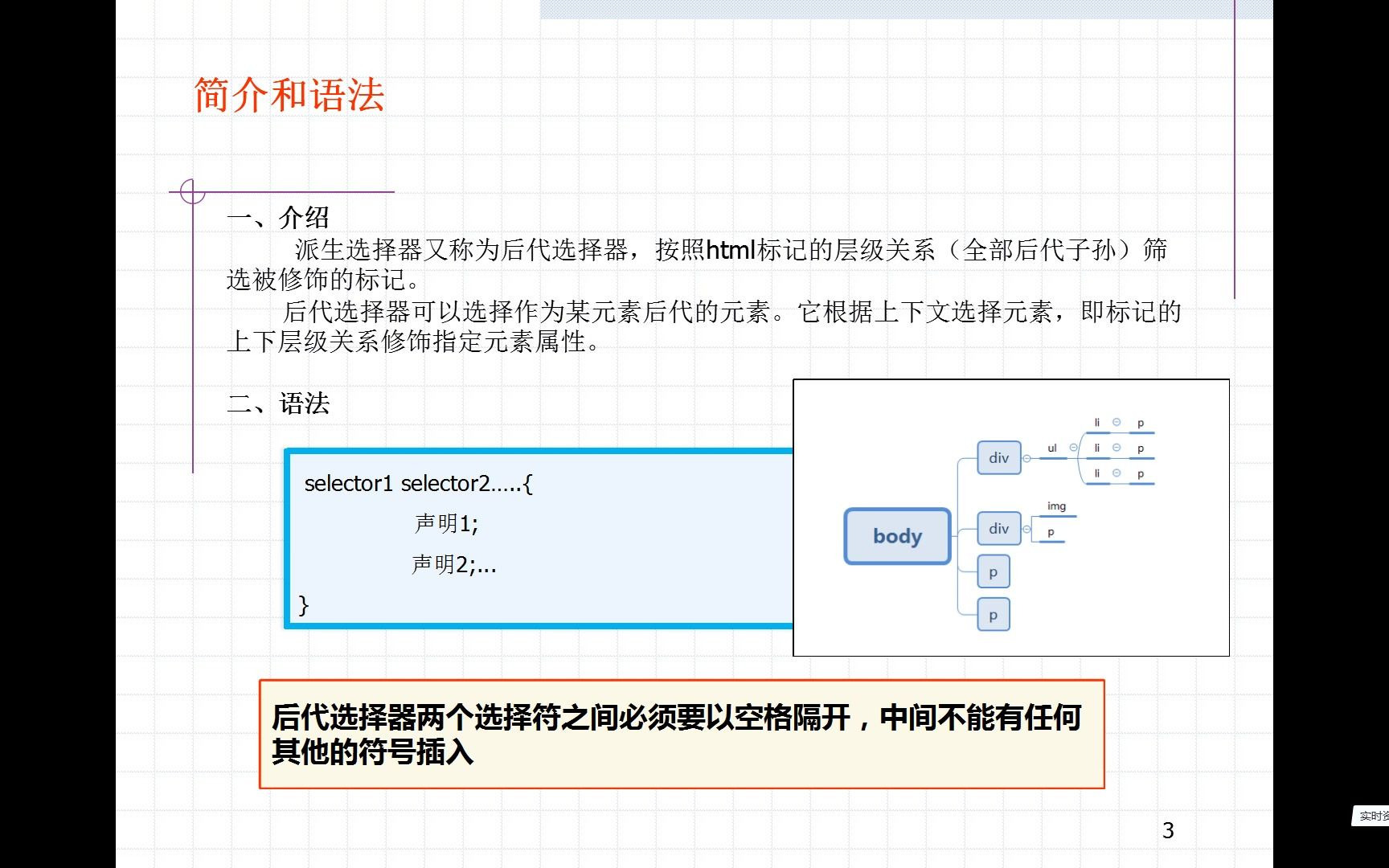 CSS3选择器后代选择器(派生选择器)哔哩哔哩bilibili