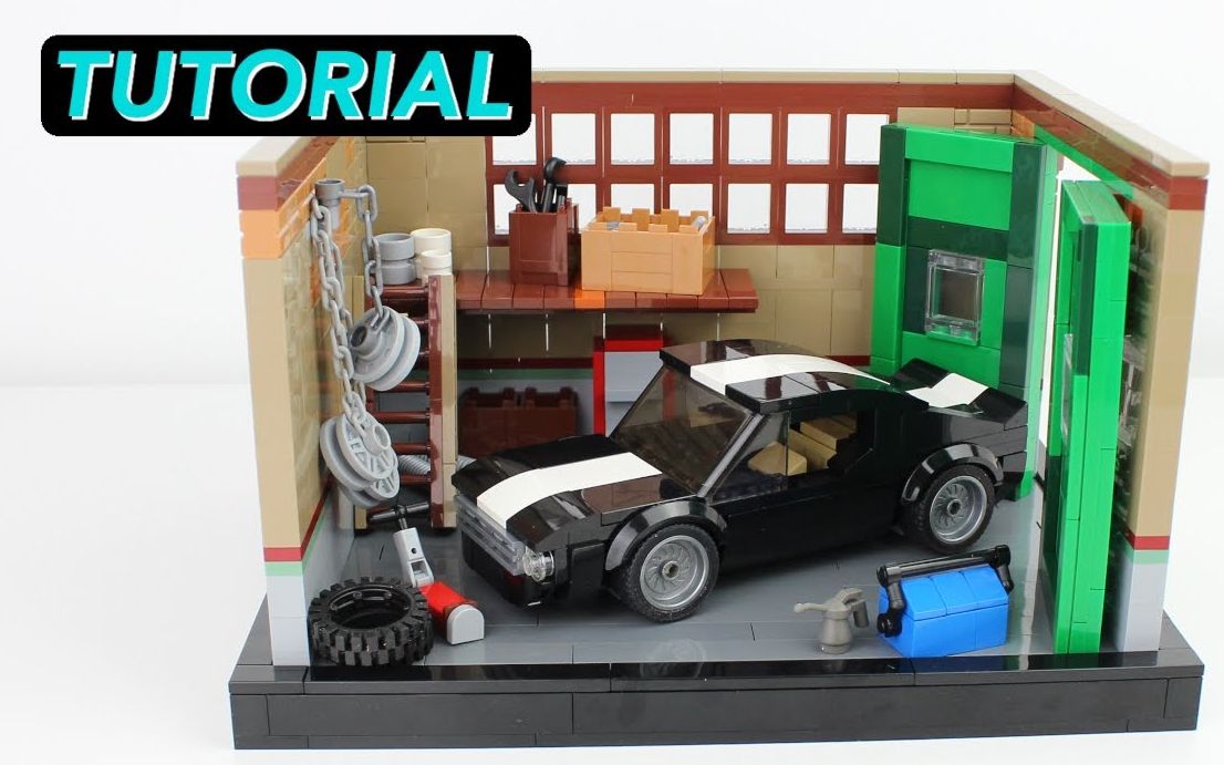 乐高moc教程肌肉车车库修车房拼搭指南