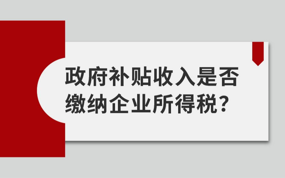 政府补贴收入是否缴纳企业所得税哔哩哔哩bilibili