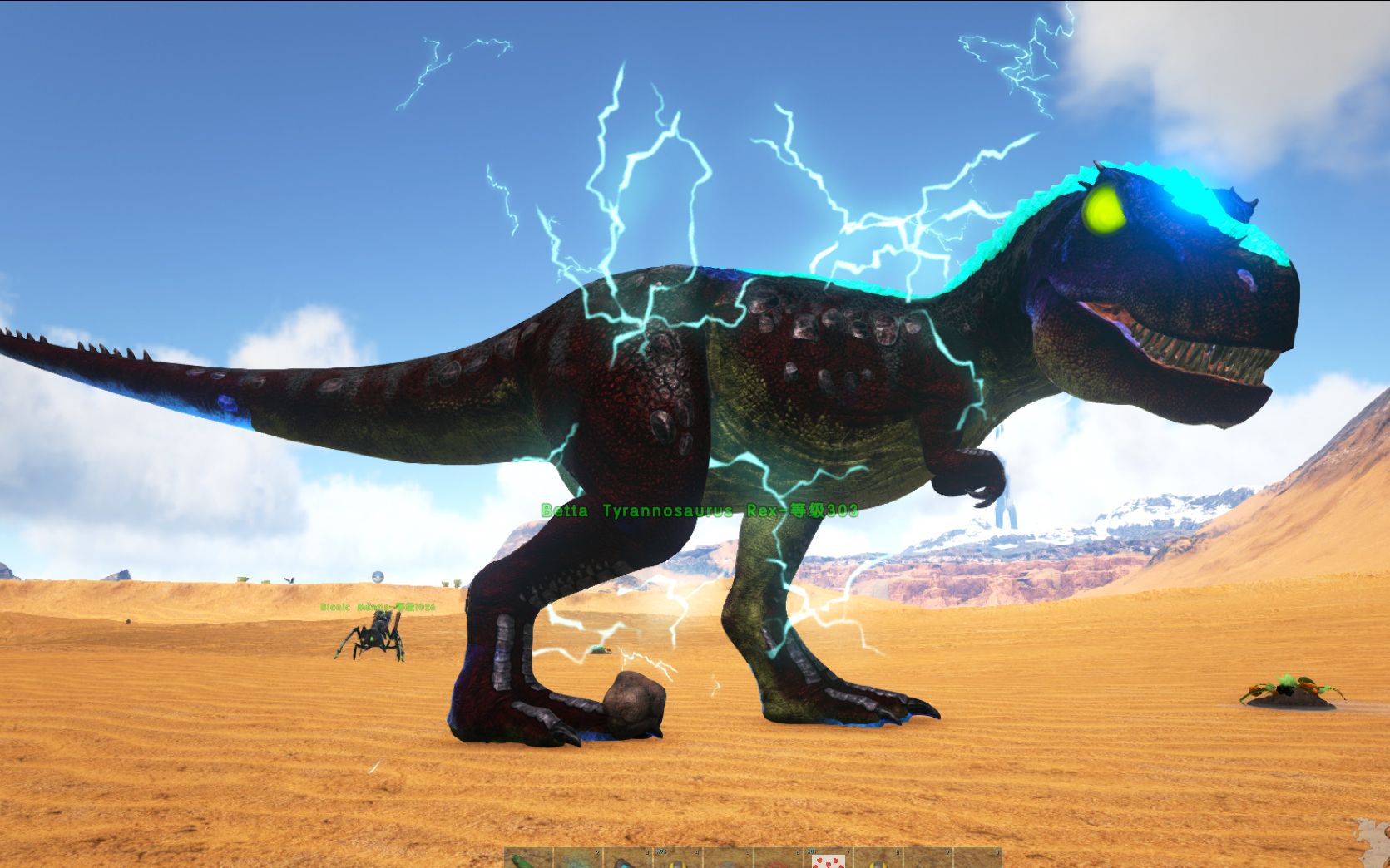 方舟生存进化-神话元素第63期 沙漠遇到闪电霸王龙 好酷啊!