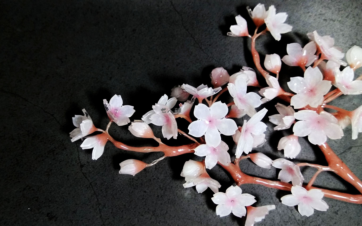 【热缩片】裹上uv胶封存中二-二次元画风的樱花(教程) !热塑土做枝干!