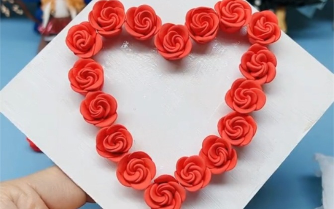 超轻粘土教程第55期:玫瑰爱心