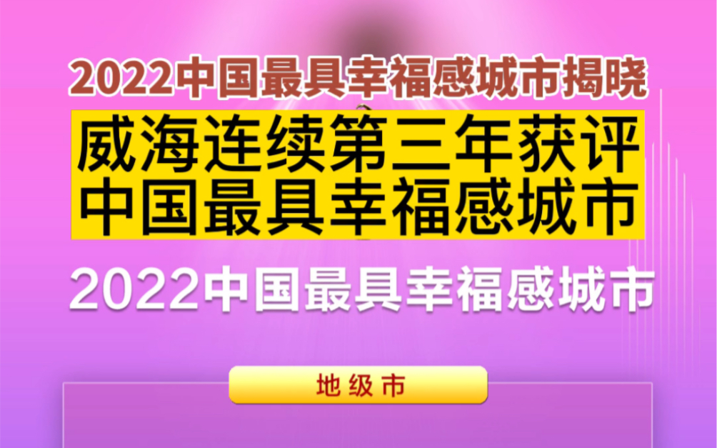 [图]12月21日新华社《瞭望东方周刊》、瞭望智库发布2022中国最具幸福感城市榜单。威海市连续第三年获评“中国最具幸福感城市”荣成市获评“企业家幸福感最强市（区）”