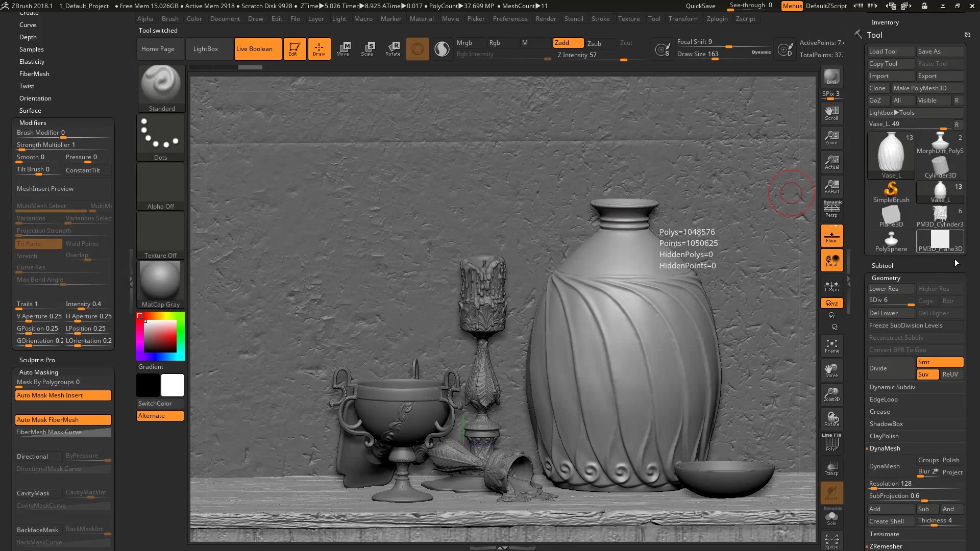 zbrush快速设计静物场景- use curve elastic and radial symmetry