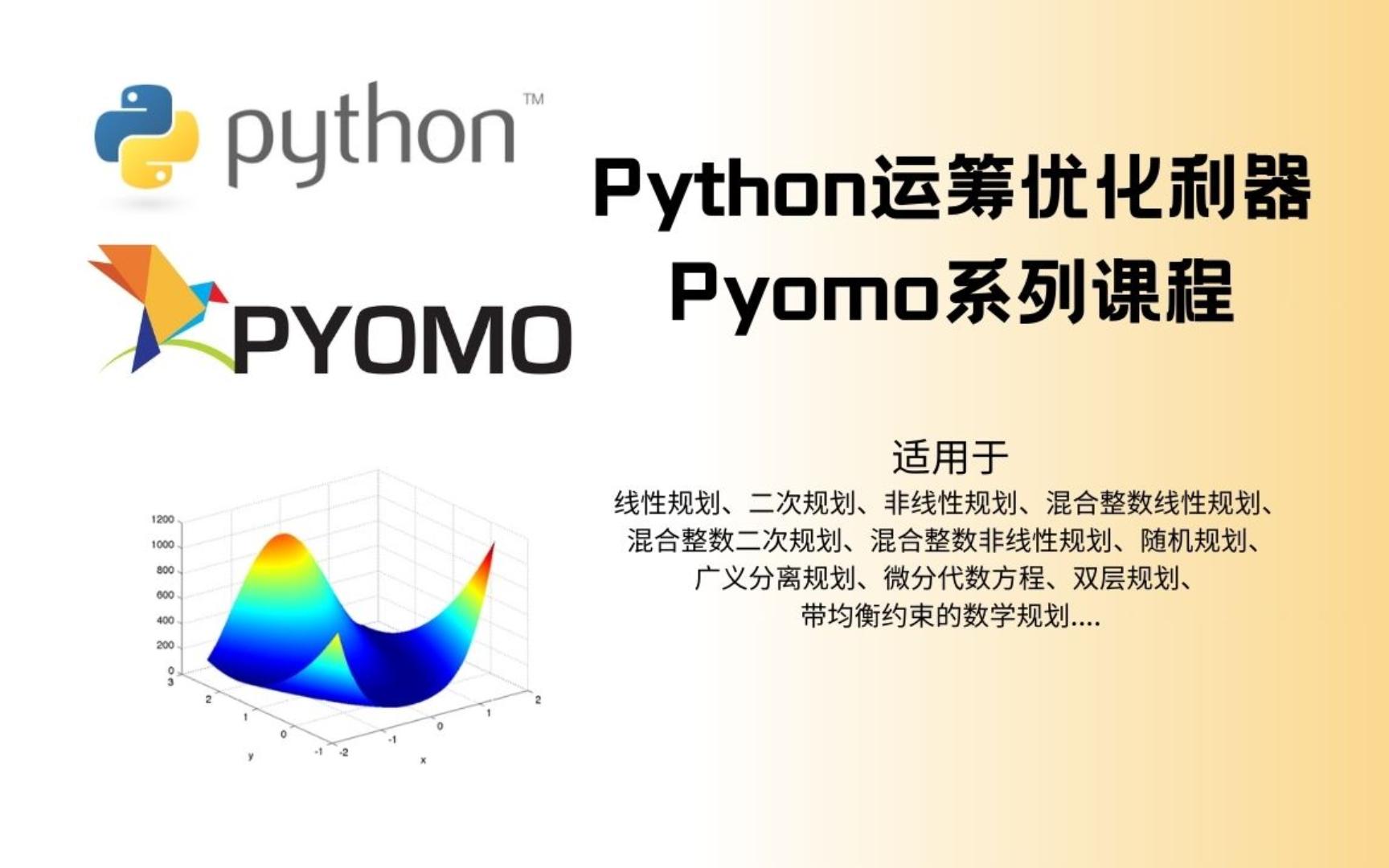 Pyomo介绍:Python 中的运筹优化及数学建模哔哩哔哩bilibili