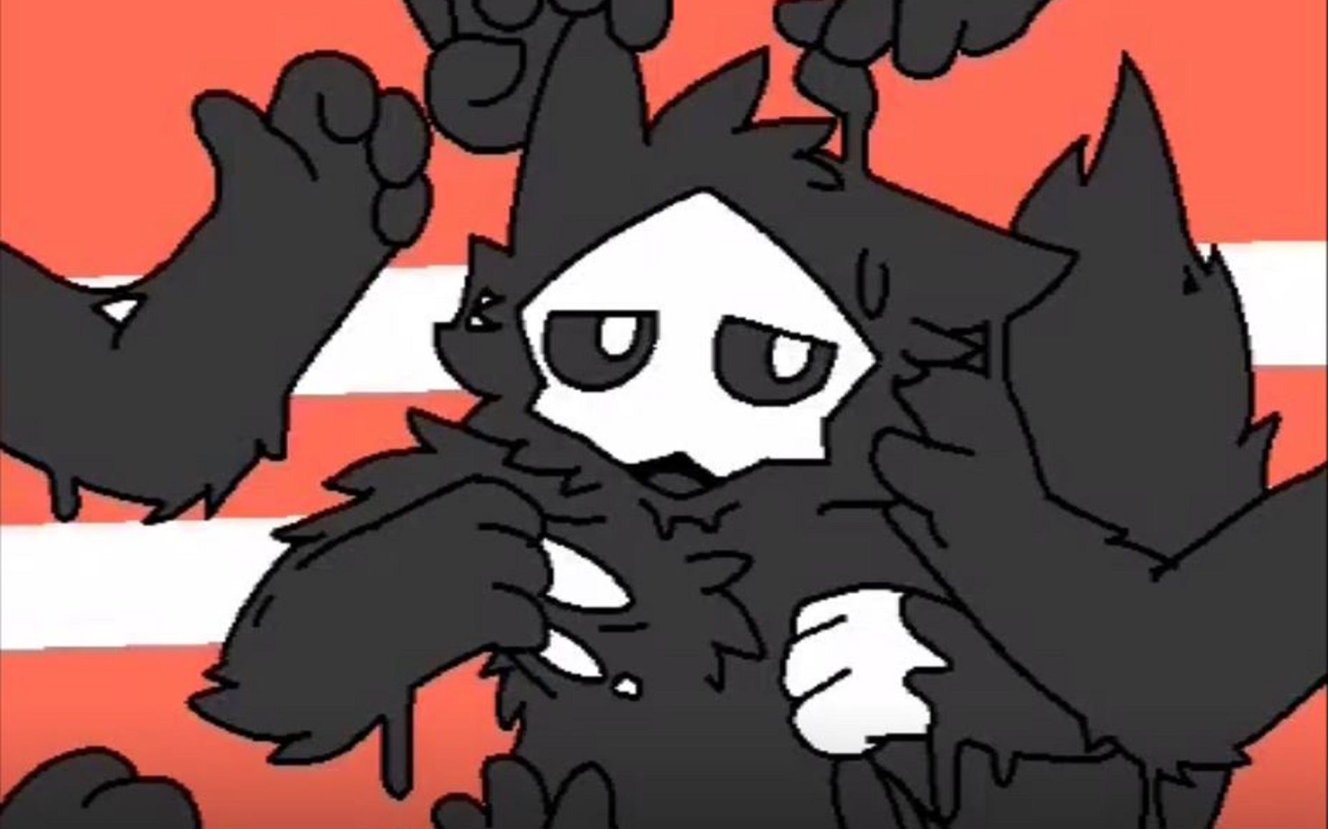 经过满是黑胶兽的长廊