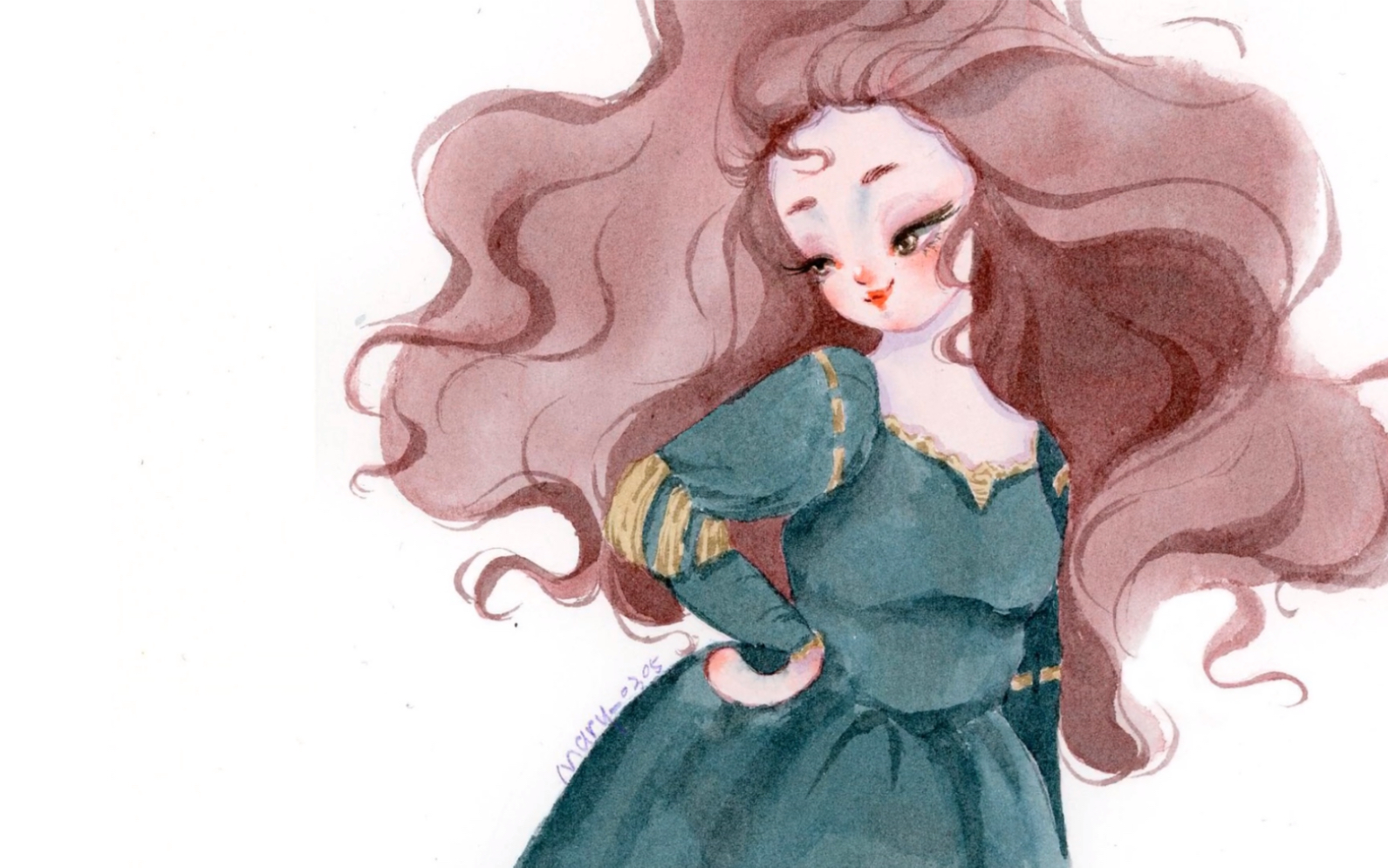 【水彩手绘】梅里达公主 近期更新有点拖延,希望你们不要忘记
