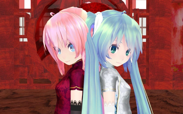 【mmd】旗袍luka与miku的bad apple_哔哩哔哩_bilibili