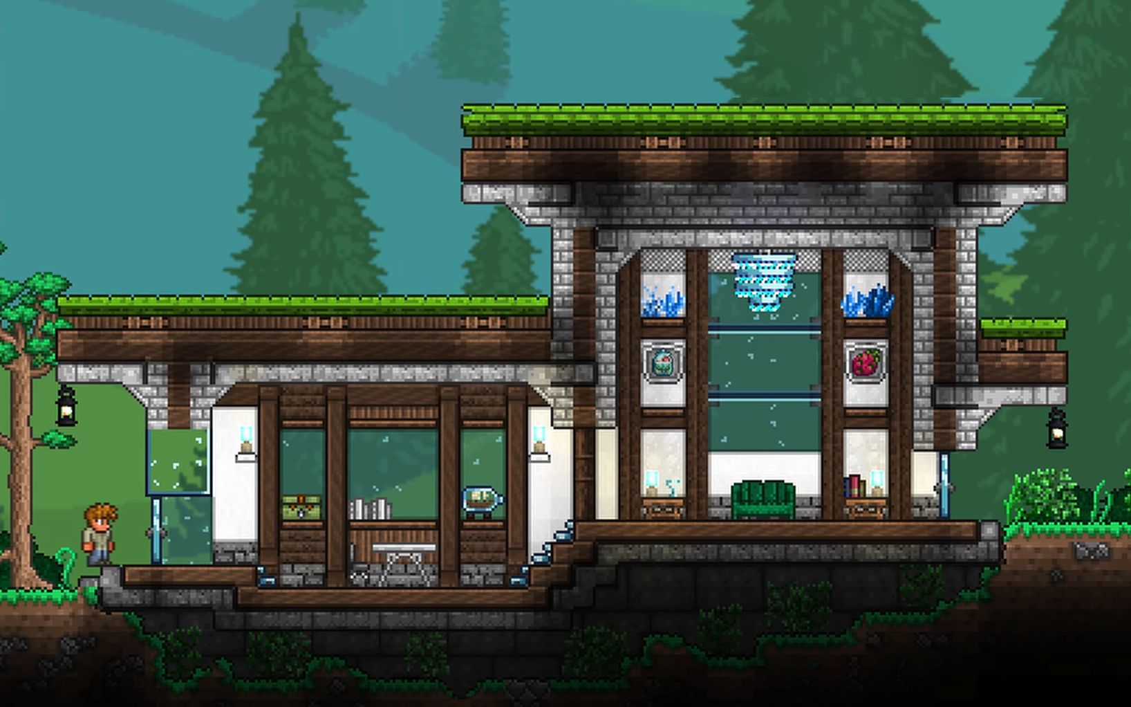 泰拉瑞亚建筑|森之洋馆 建造全过程