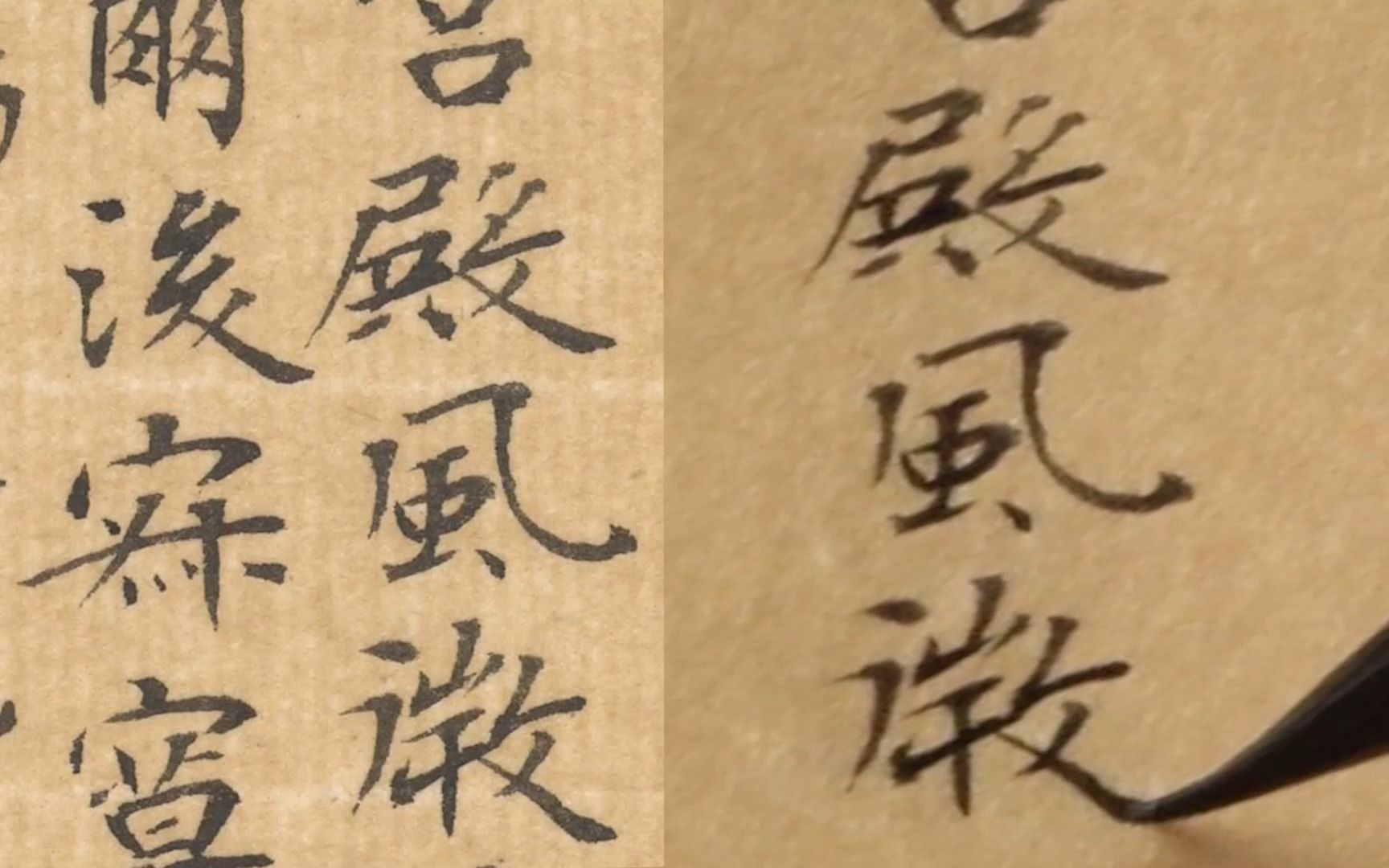 【笔法示范】临唐•褚遂良《小字阴符经》(宫、殿、风、微)哔哩哔哩bilibili