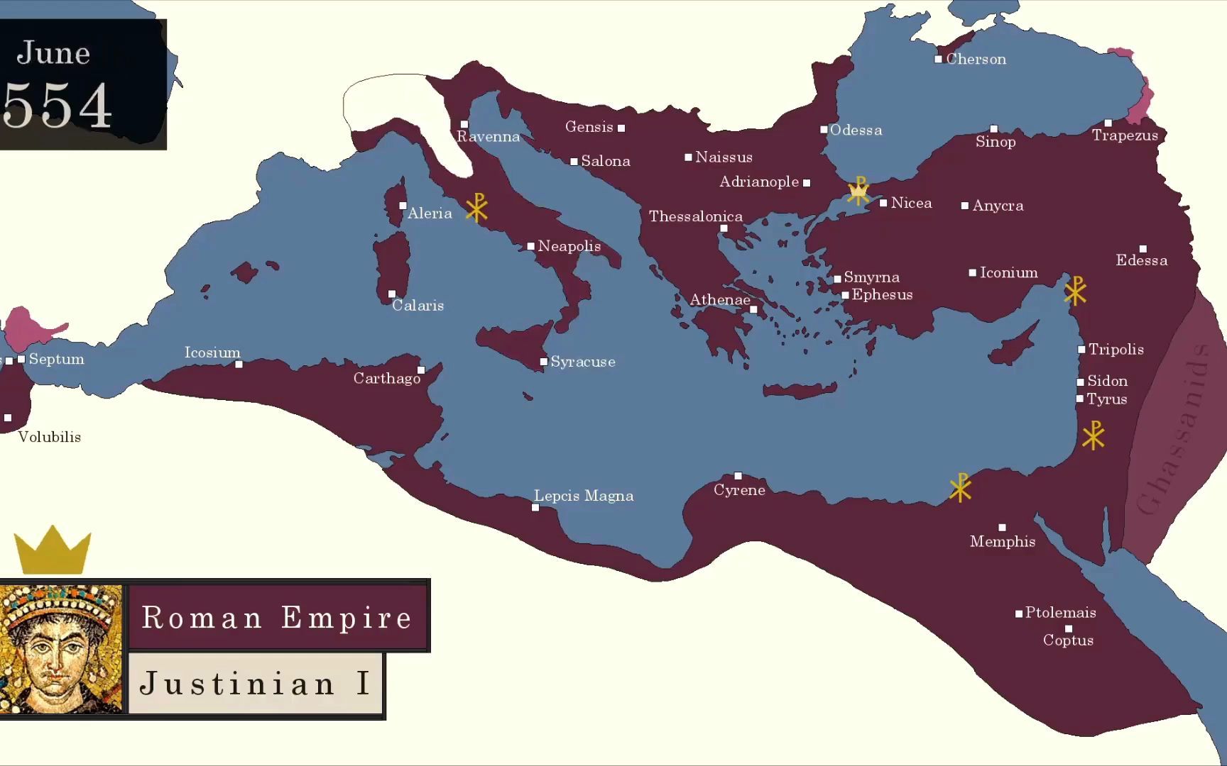 查士丁尼大帝时期的拜占庭疆域变化