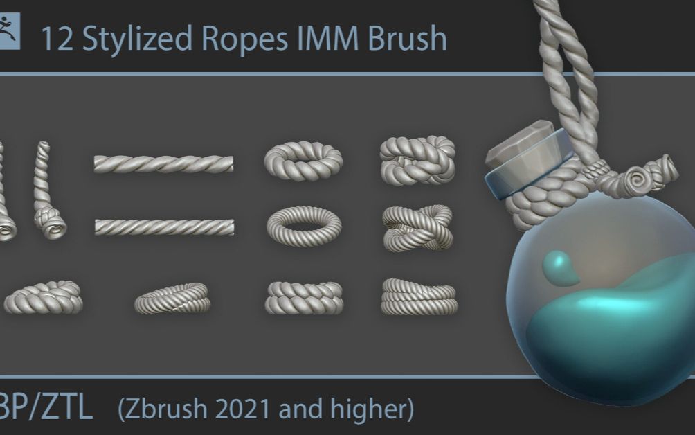 12组绳子绳索Zbrush IMM笔刷合集哔哩哔哩bilibili