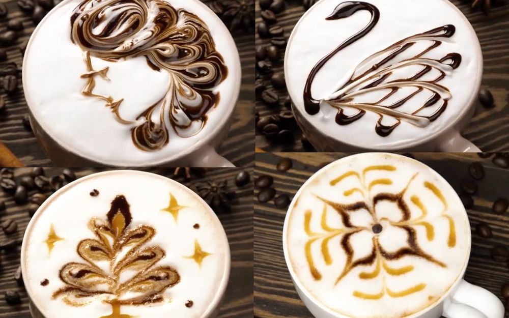 14种咖啡雕花教程合集不会咖啡拉花也能做出好喝又好看的咖啡了