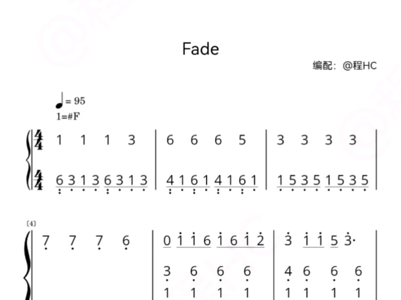 faded乐谱 数字图片