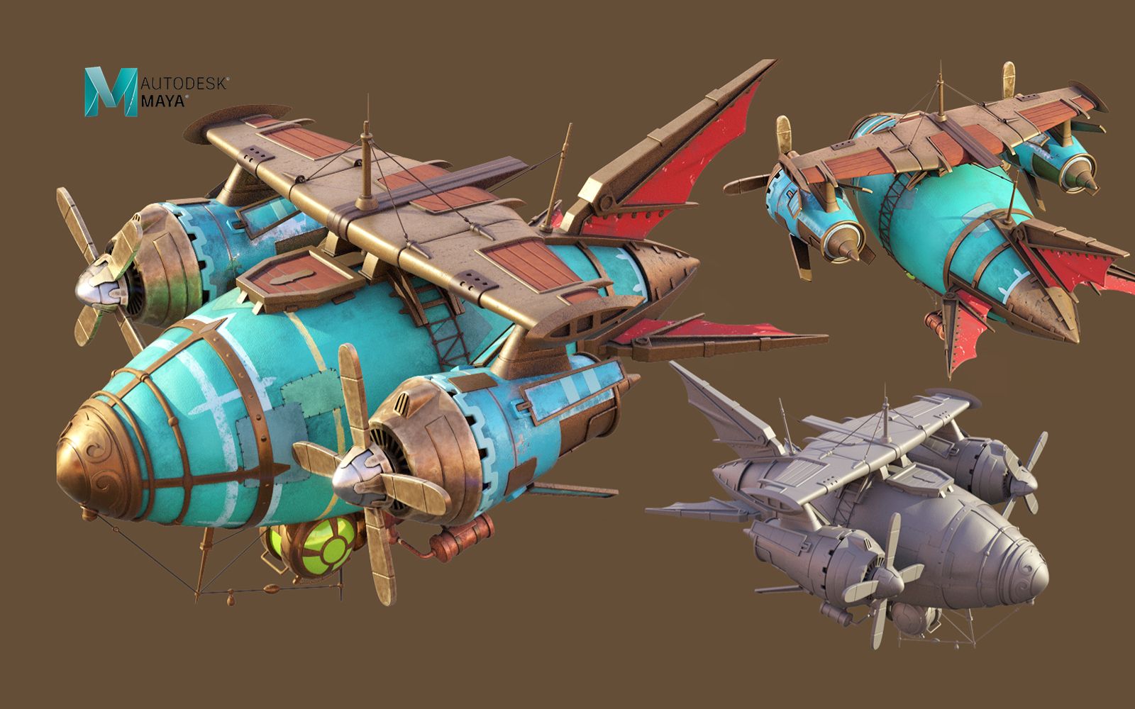 【maya建模】q版飞行器模型制作,零基础maya案例全流程讲解