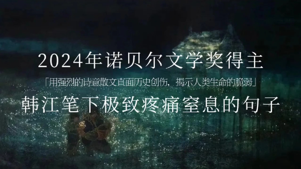 2024年诺贝尔文学奖得主韩国女作家韩江|“以表彰她用强烈的诗意散文直面历史创伤,揭示人类生命的脆弱”哔哩哔哩bilibili