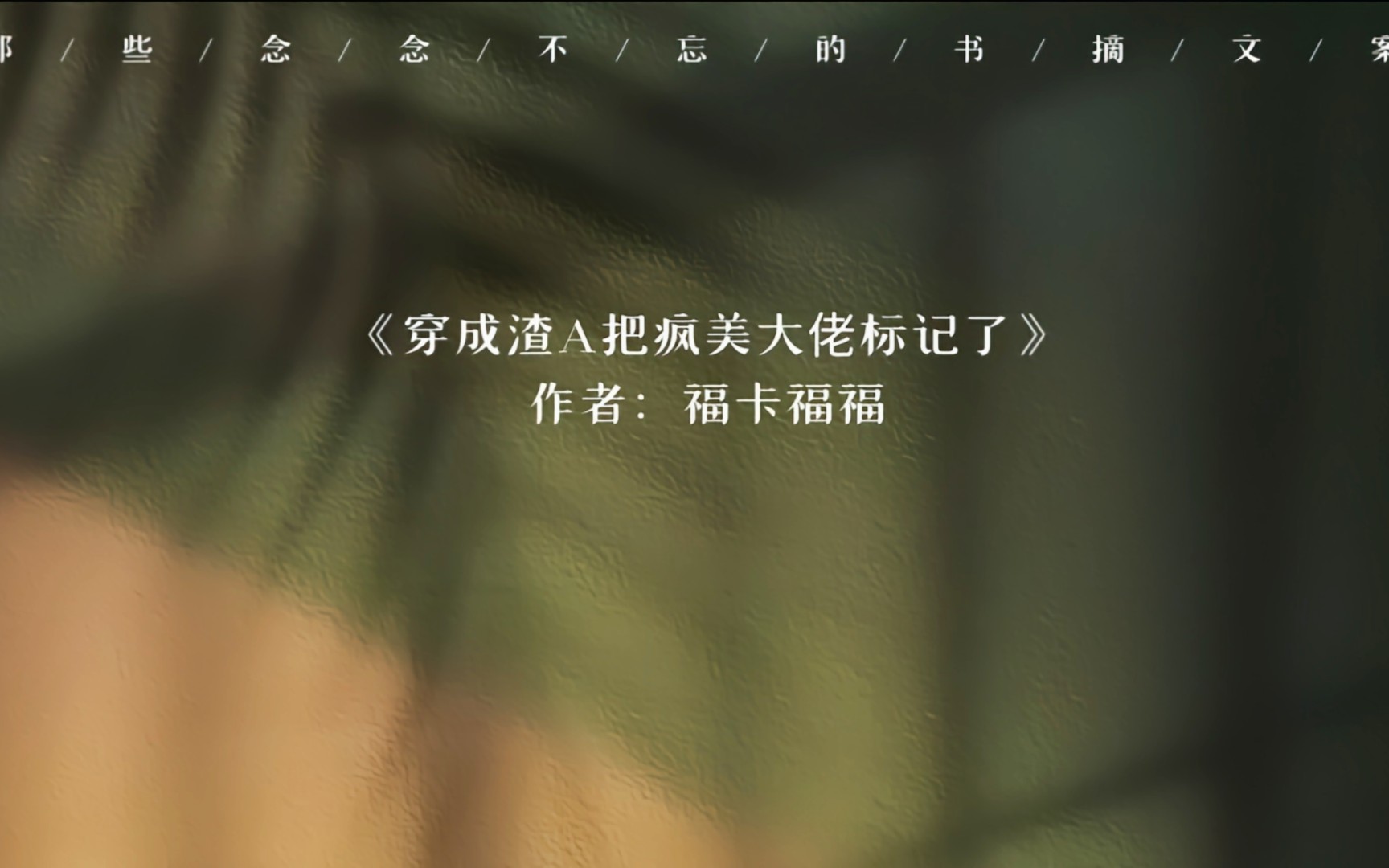 [橘里橘气/小说推荐]“日为朝,月为暮,卿为朝朝暮暮.”哔哩哔哩bilibili