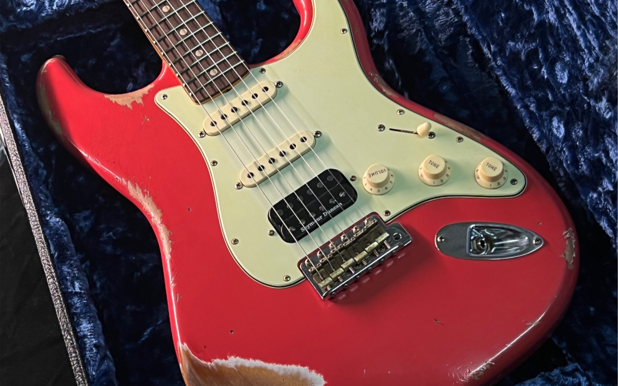 fender芬达custom shop xs62单单双嘉年华红 重度做旧 手缠拾音器