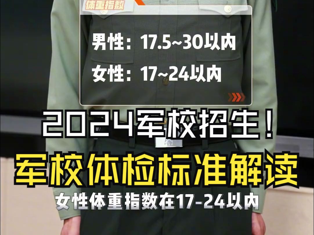 [图]@高三学生关注的2024军校录取体检指标来了     体重？身高？视力？听力？学长告诉你！