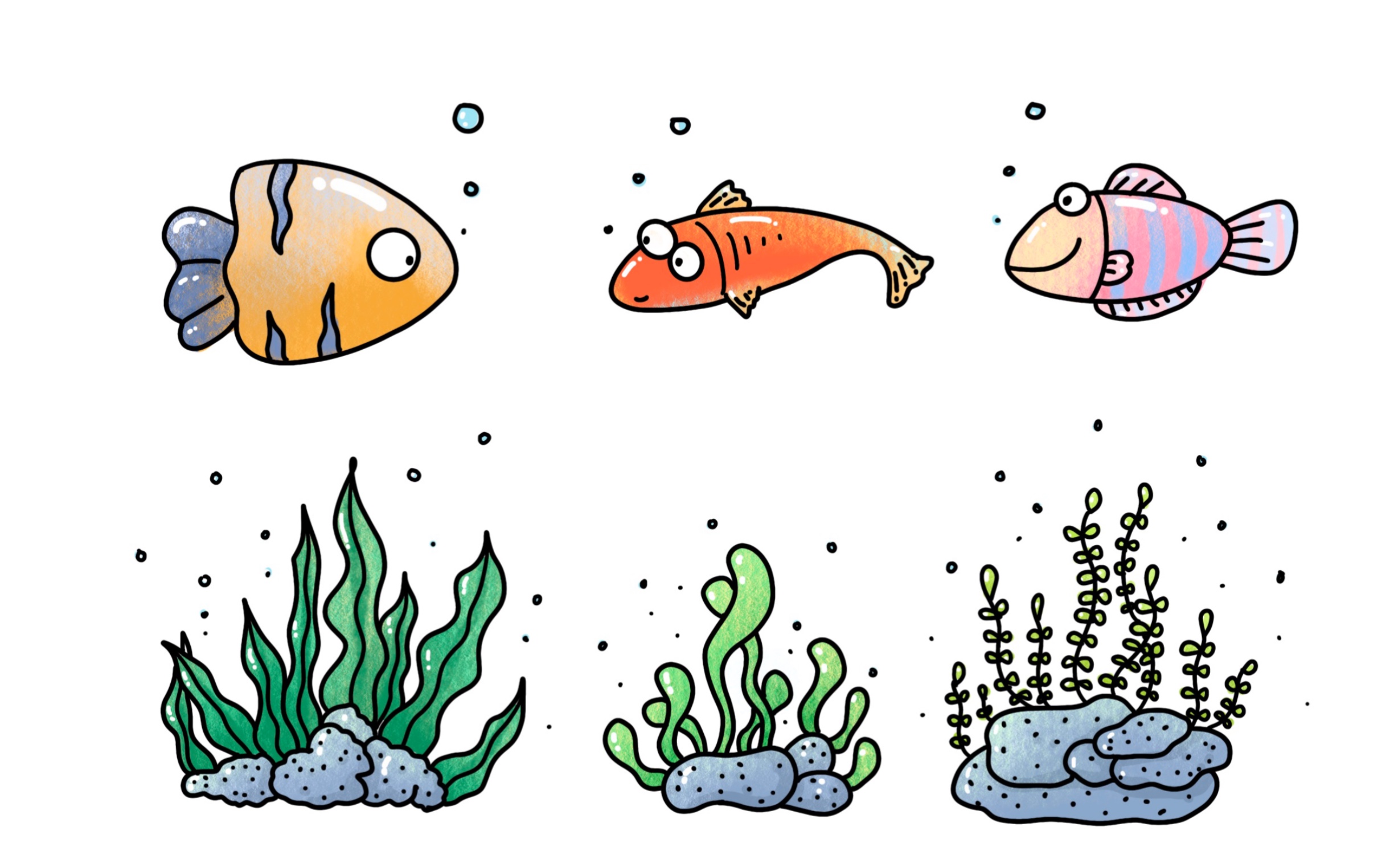 海底生物简笔画法图片