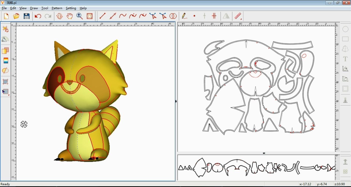 图易玩具设计 - 浣熊开版(racoon pattern design)
