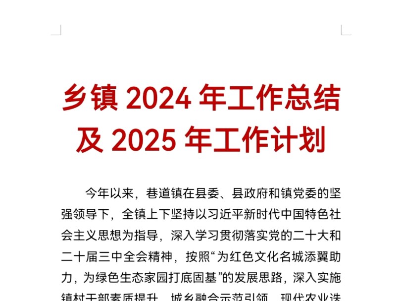 乡镇2024年工作总结及2025年工作计划哔哩哔哩bilibili