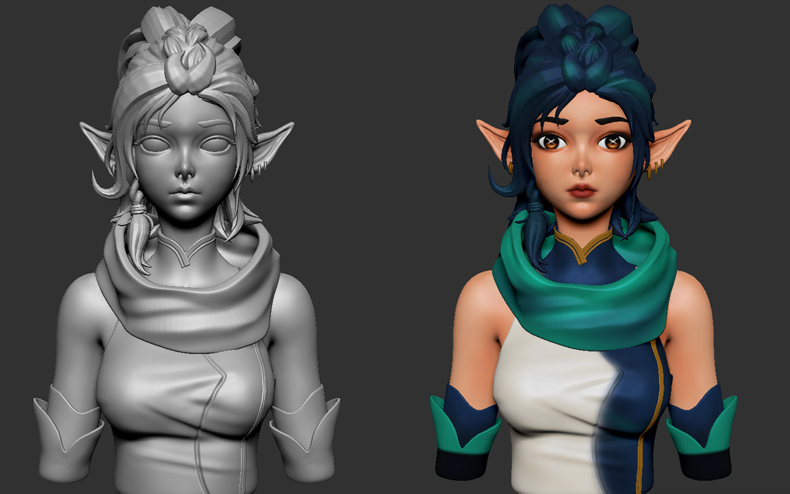 活动  【zbrush人物建模】3d游戏游戏建模角色精灵公主模型制作