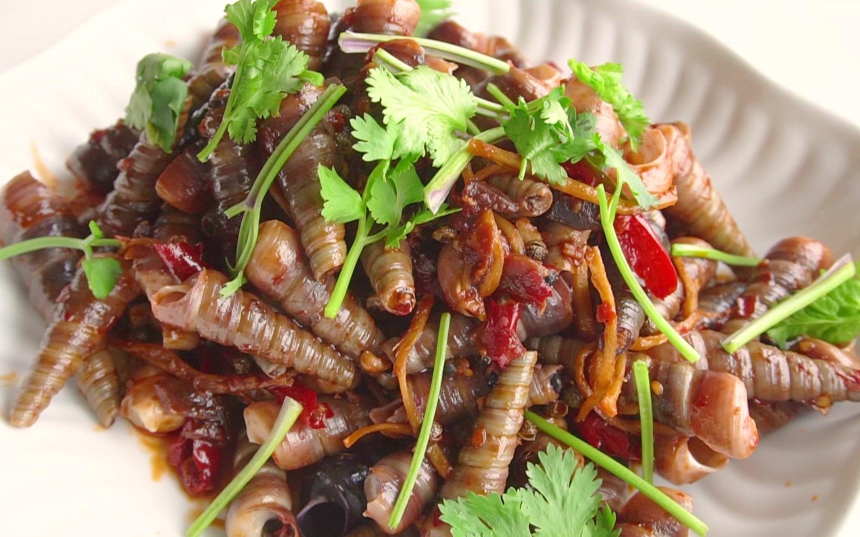 在家学会这道菜,再也不需要零食了,秘制香辣海钉螺_哔哩哔哩 (゜-゜)