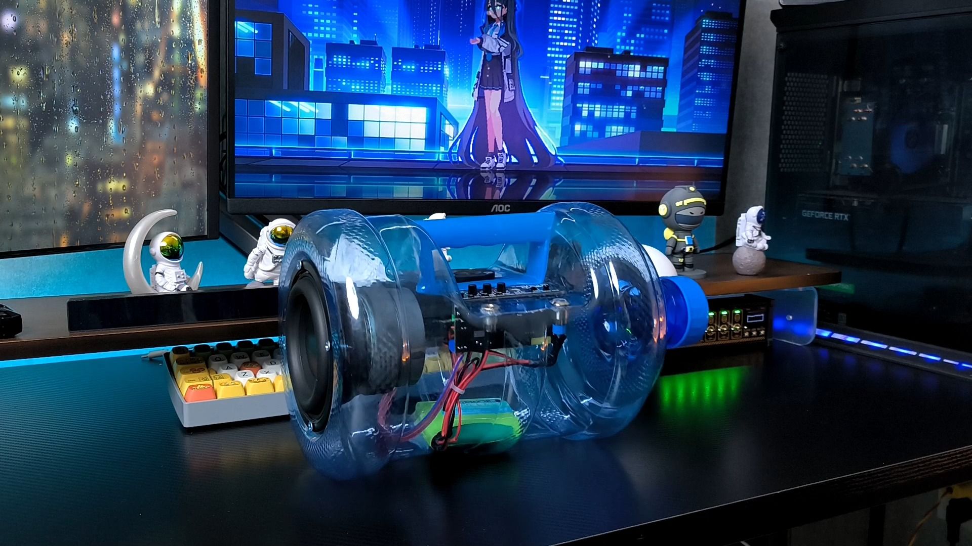 水桶音箱2.0来了,一张多diy全透明重低音蓝牙音箱