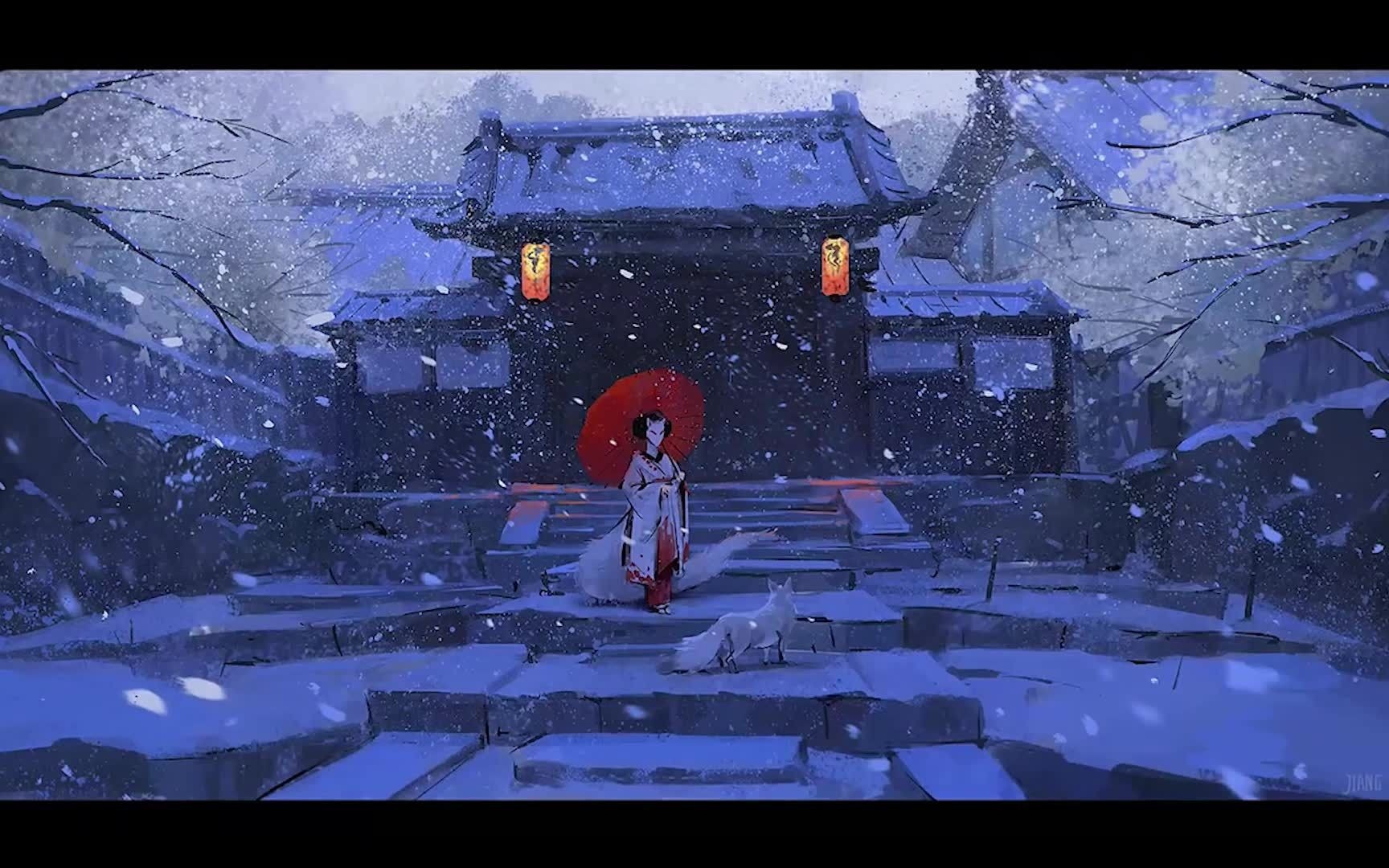 【板绘教程】日系雪中场景教学