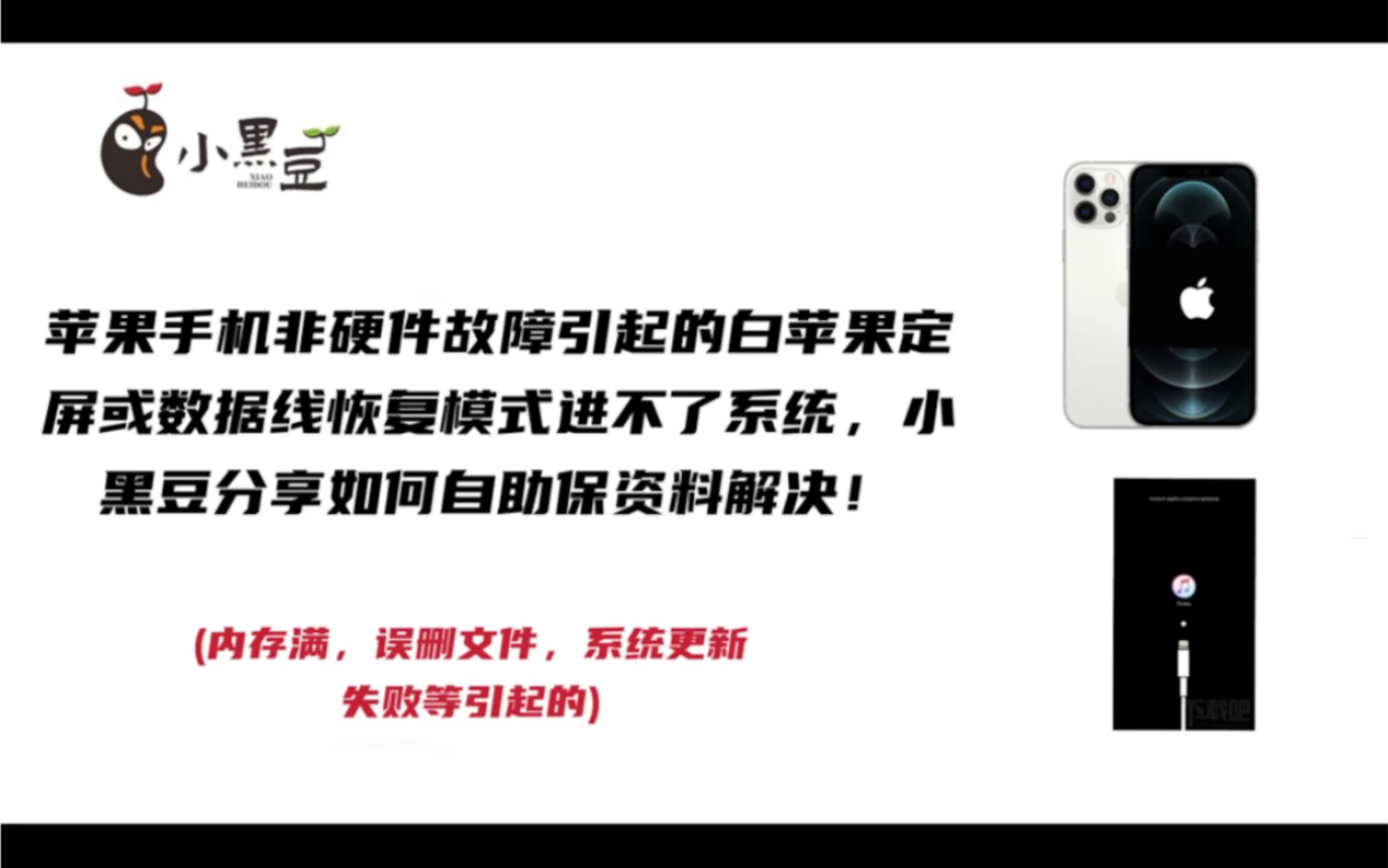 苹果手机非硬件故障引起的白苹果定屏或者数据线恢复模式进不了系统,小黑豆分享如何自助保资料解决哔哩哔哩bilibili