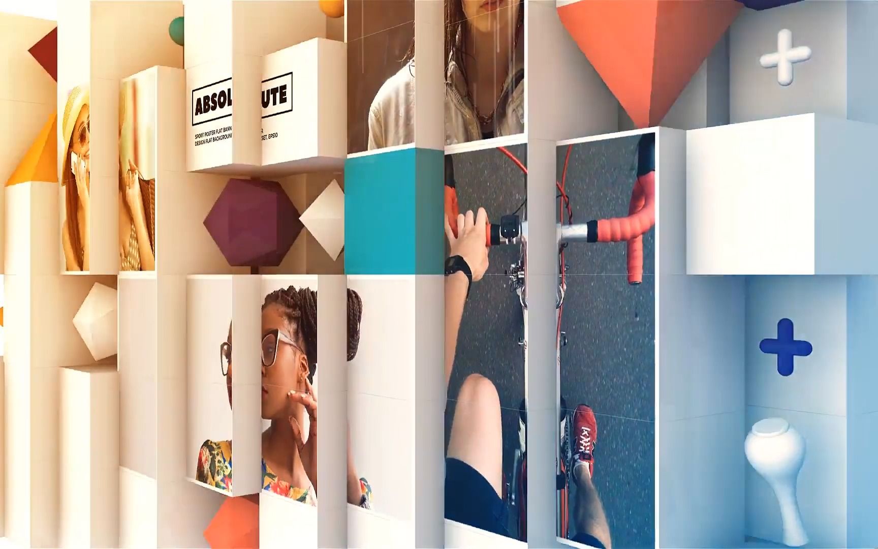 99769 三维方块翻转照片墙开场