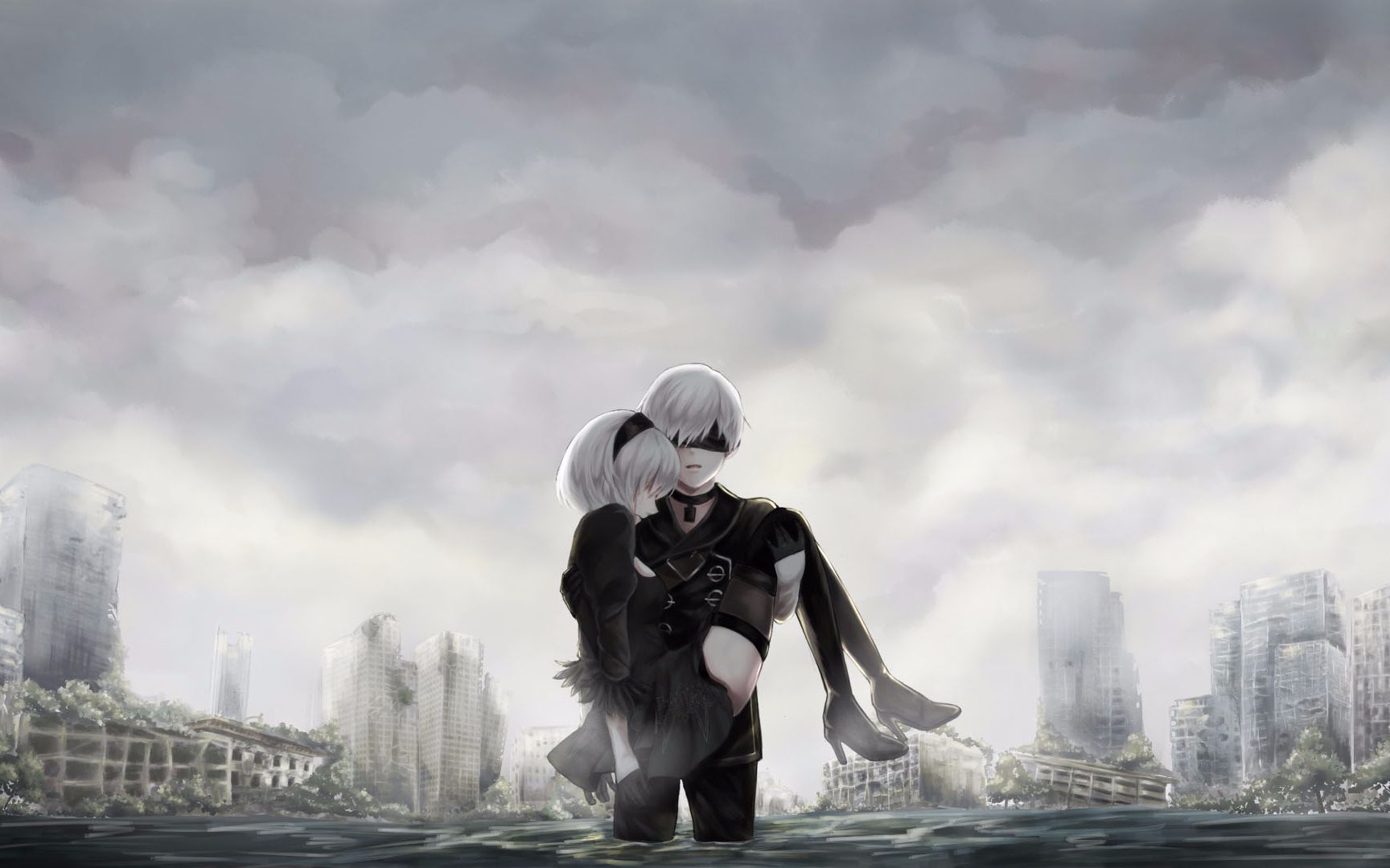 尼尔:机械纪元 9s:2b我来接你了 月之泪花海欣赏