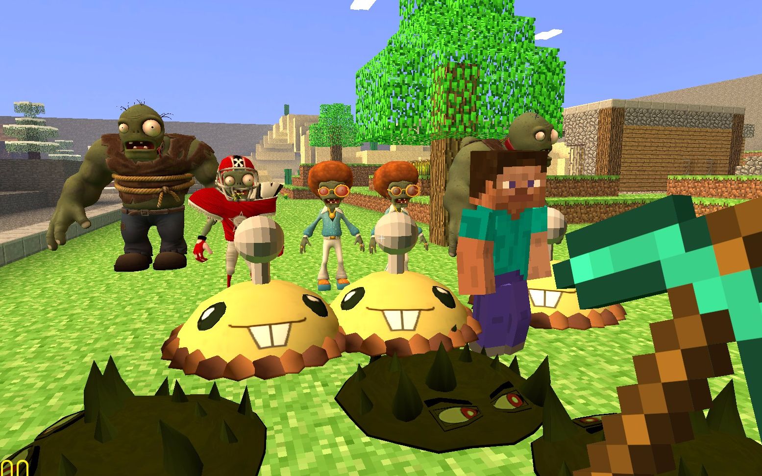 我的世界:植物大战僵尸这些僵尸好厉害居然都会飞的呢