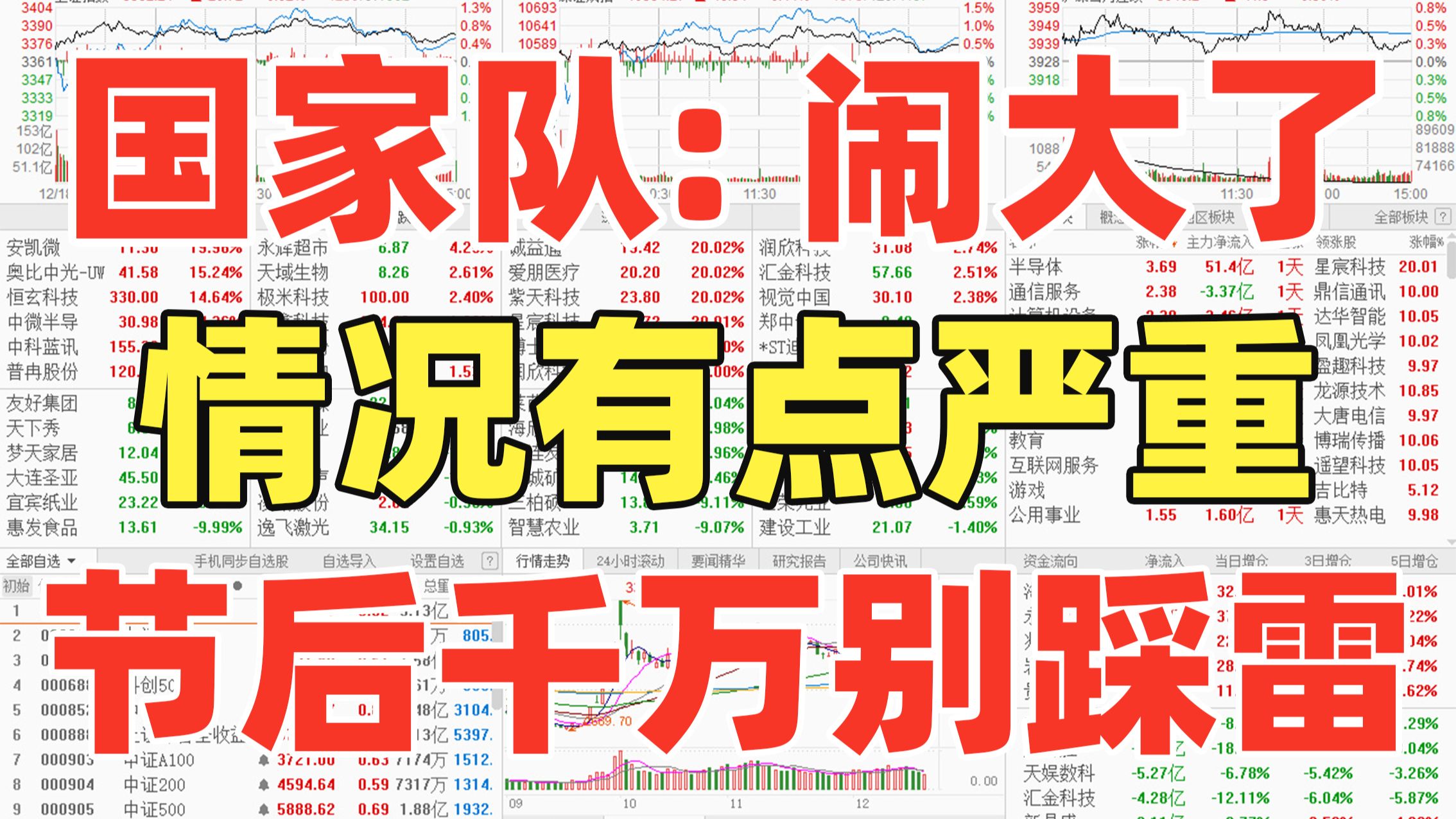 不对劲！双创指数遭殃，科技再度爆杀！国家队：事闹大了！情况有点严重，节后千万别踩雷！直接告诉你操作策略！