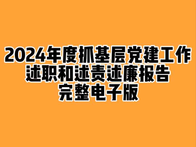 2024年度抓基层党建工作述职和述责述廉报告完整电子版哔哩哔哩bilibili