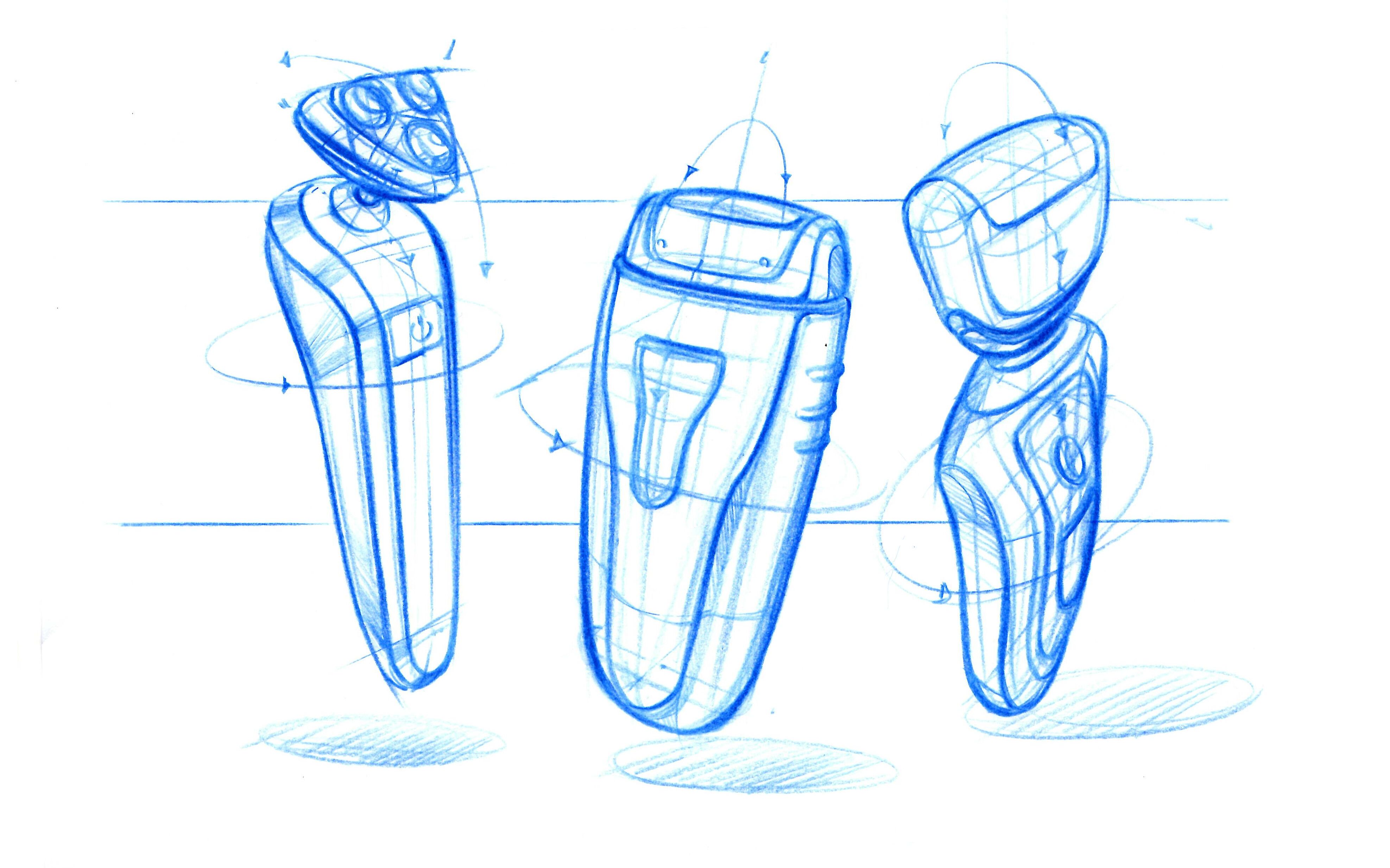 产品/工业手绘形体表达-剃须刀产品结构讲解 现场示范【那青红教育】