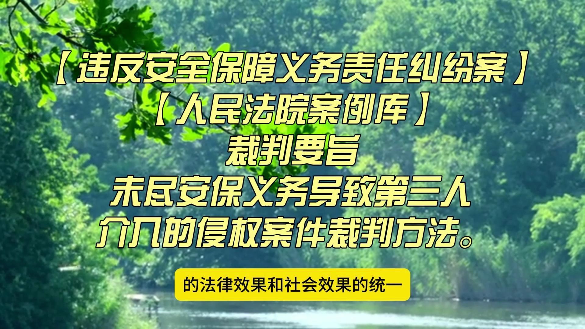 【违反安全保障义务责任纠纷案】【人民法院案例库】未尽安保义务导致第三人介入的侵权案件裁判方法.哔哩哔哩bilibili