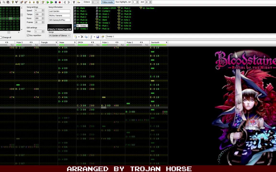 [图]Famitracker Bits - Lost Garden (Bloodstained_ Ritual of the Night) [VRC6]