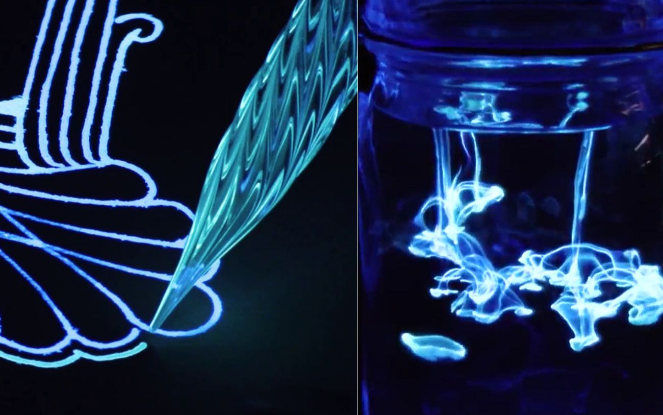 强迫症福利用这种夜光魔幻墨水作画简直是美哭了全程极度舒适油兔不二