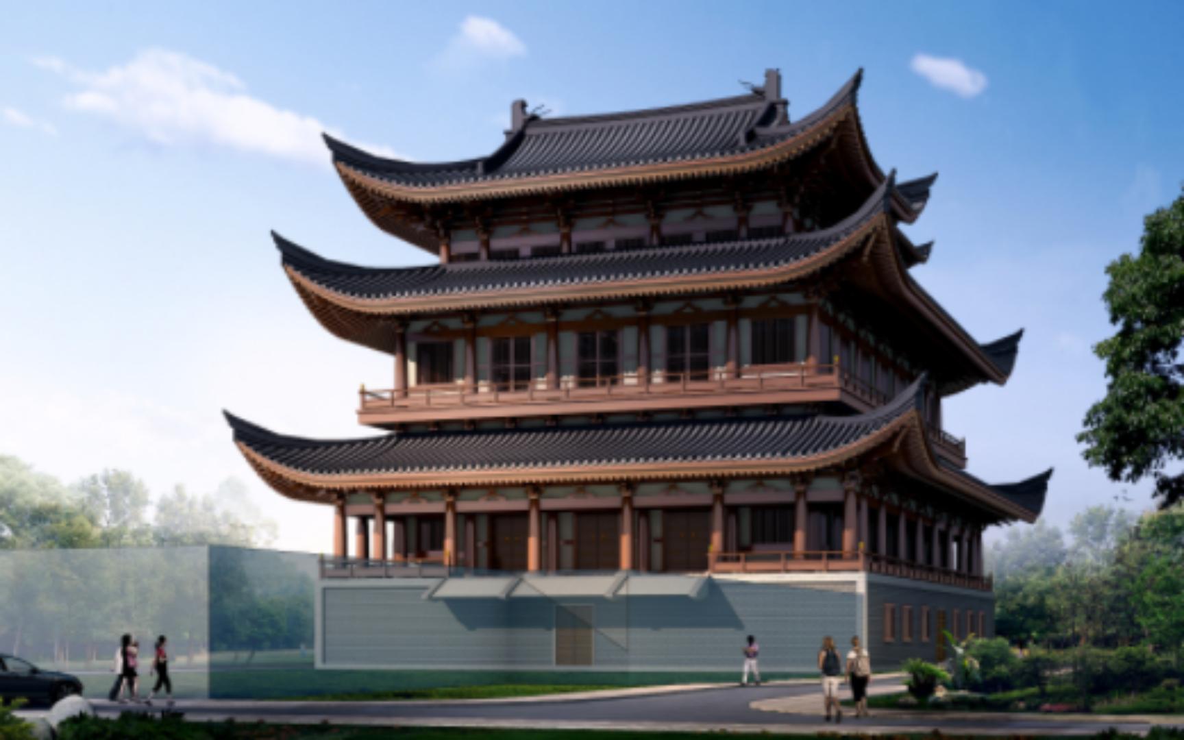 [图]古建筑3d模型动画，中国传统建筑古香古色，太喜欢了