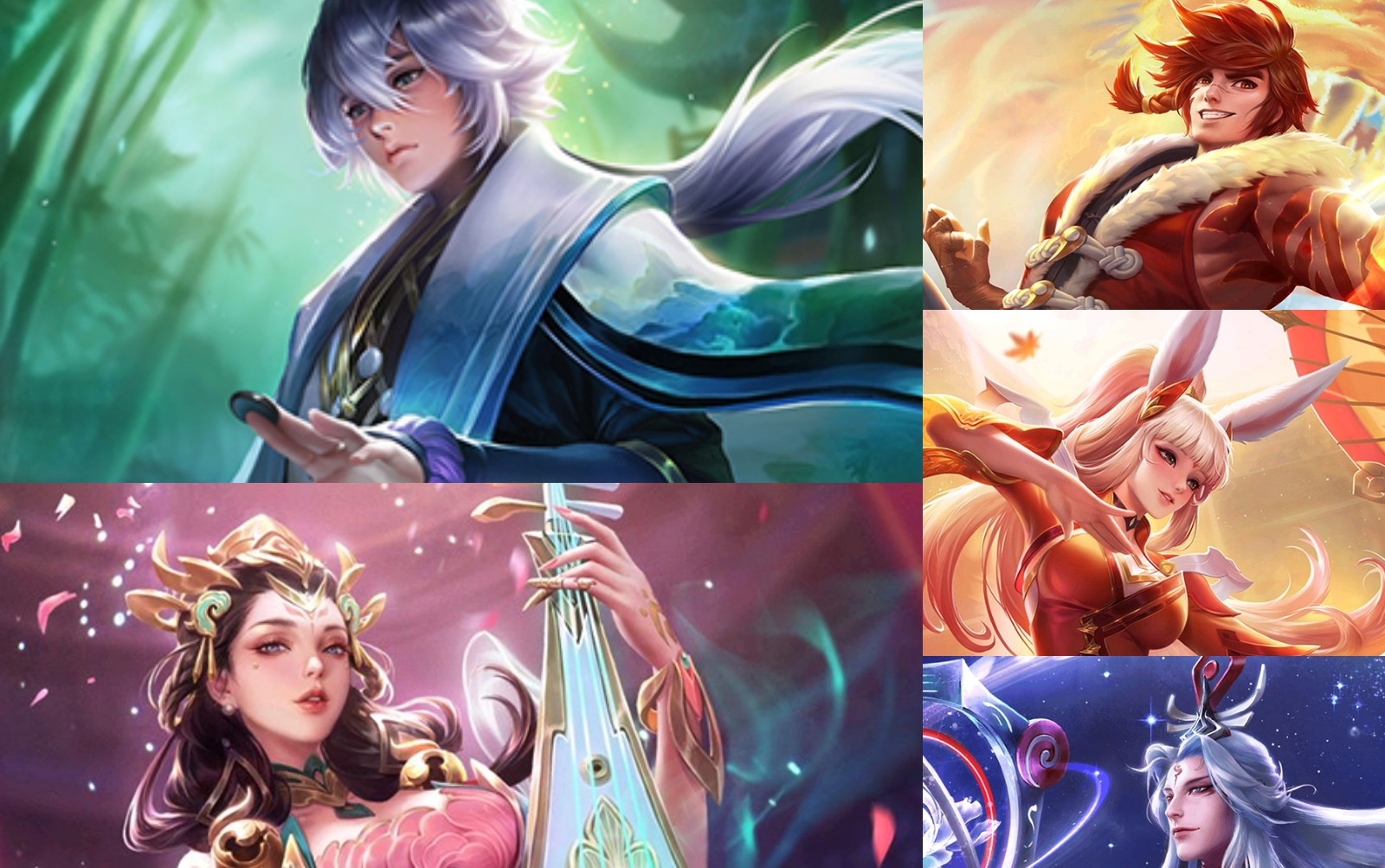 王者荣耀慢镜头下尧天组织全员包括弈星的技能展示