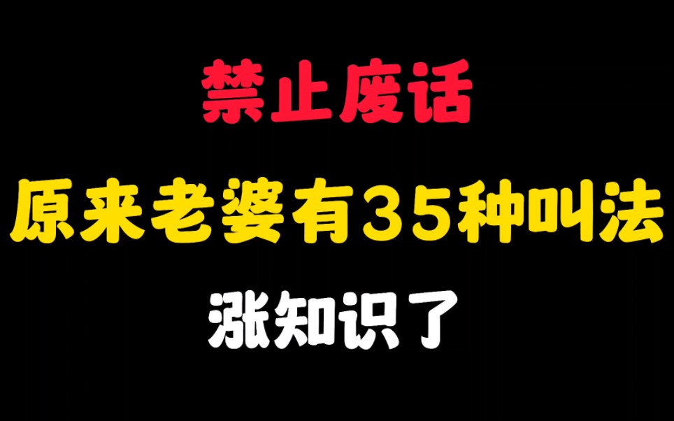 禁止废话:原来老婆有35种叫法,属实没想到哔哩哔哩bilibili