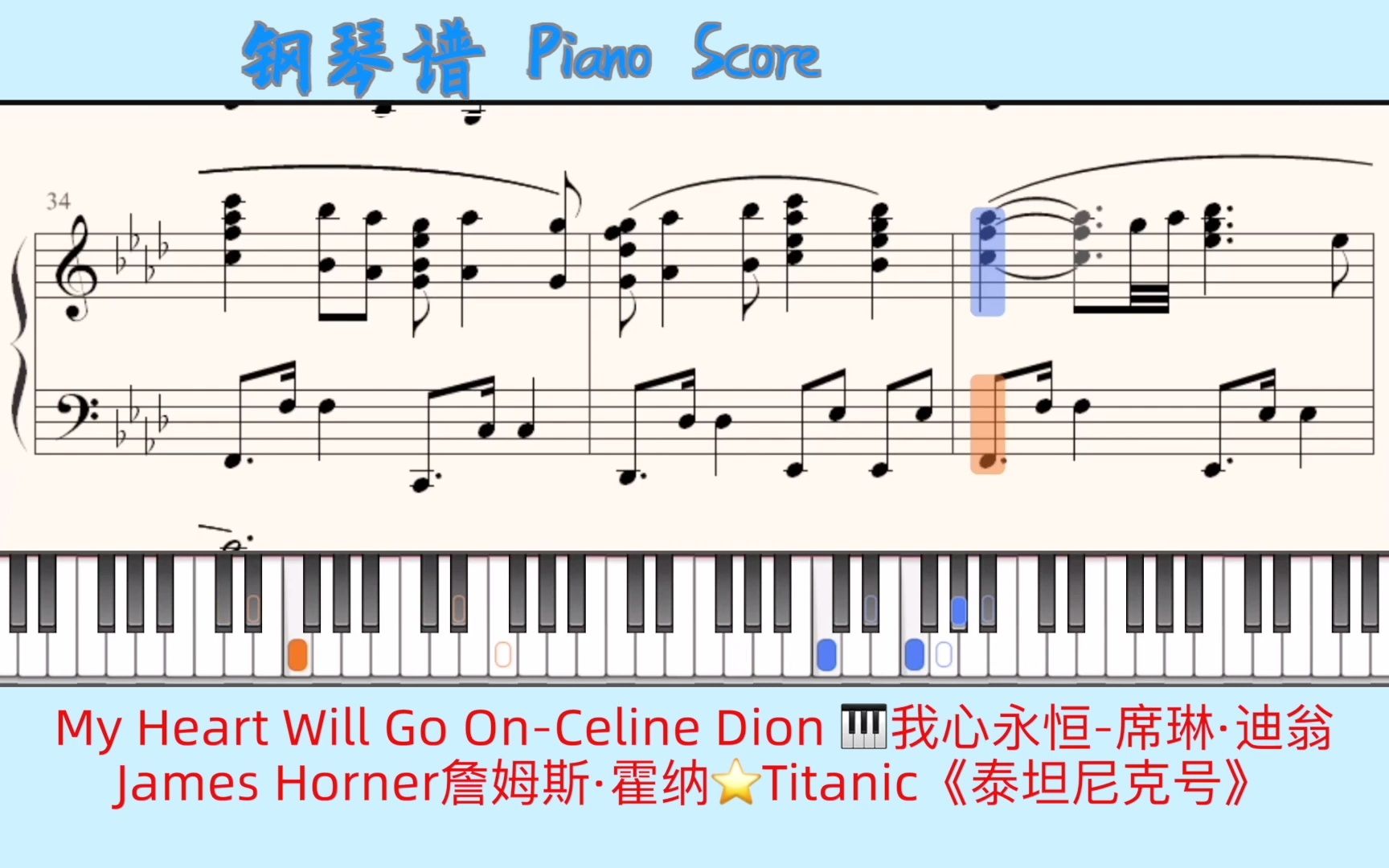 [图]Piano Score钢琴谱 指法：My Heart Will Go On-Celine Dion ?我心永恒-席琳·迪翁?James Horner詹姆斯·