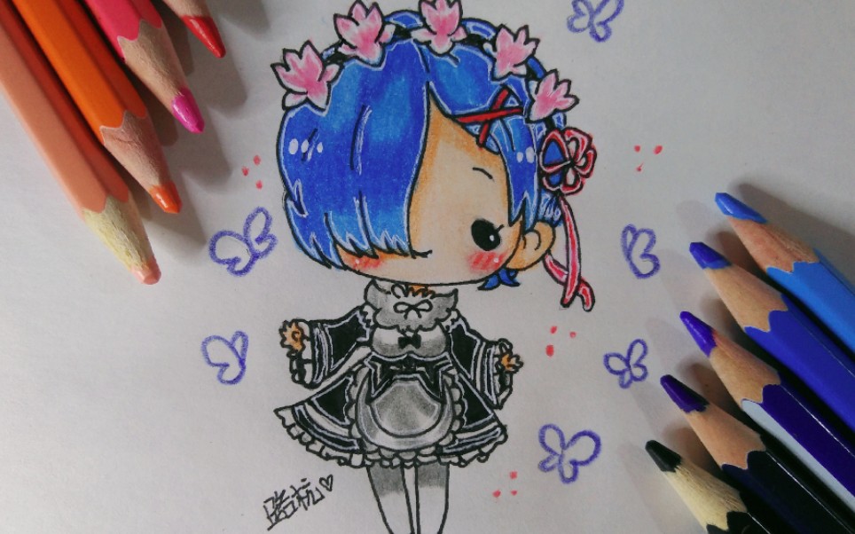 活动作品手绘蕾姆q版绘画全过程学习