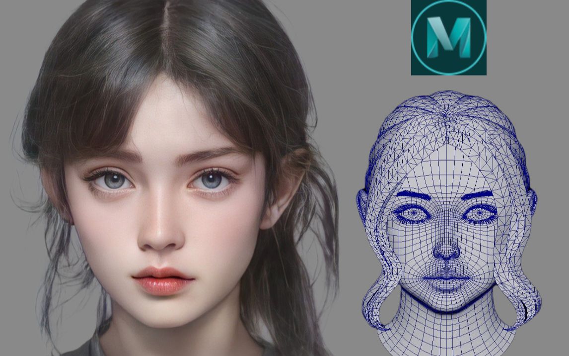 【maya人物建模】从拉box开始,嘴巴,鼻子,眼睛,耳朵,头发,零基础布线