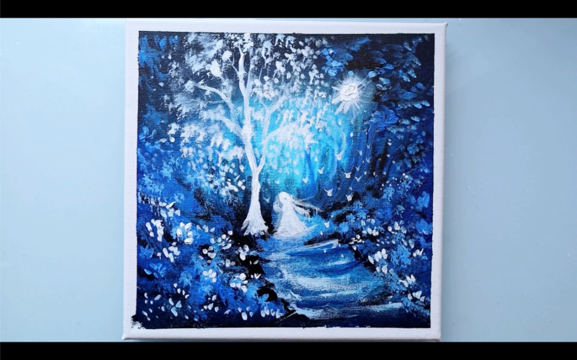 丙烯画/唯美意境星空风景/初学者学习绘画入门教程#215