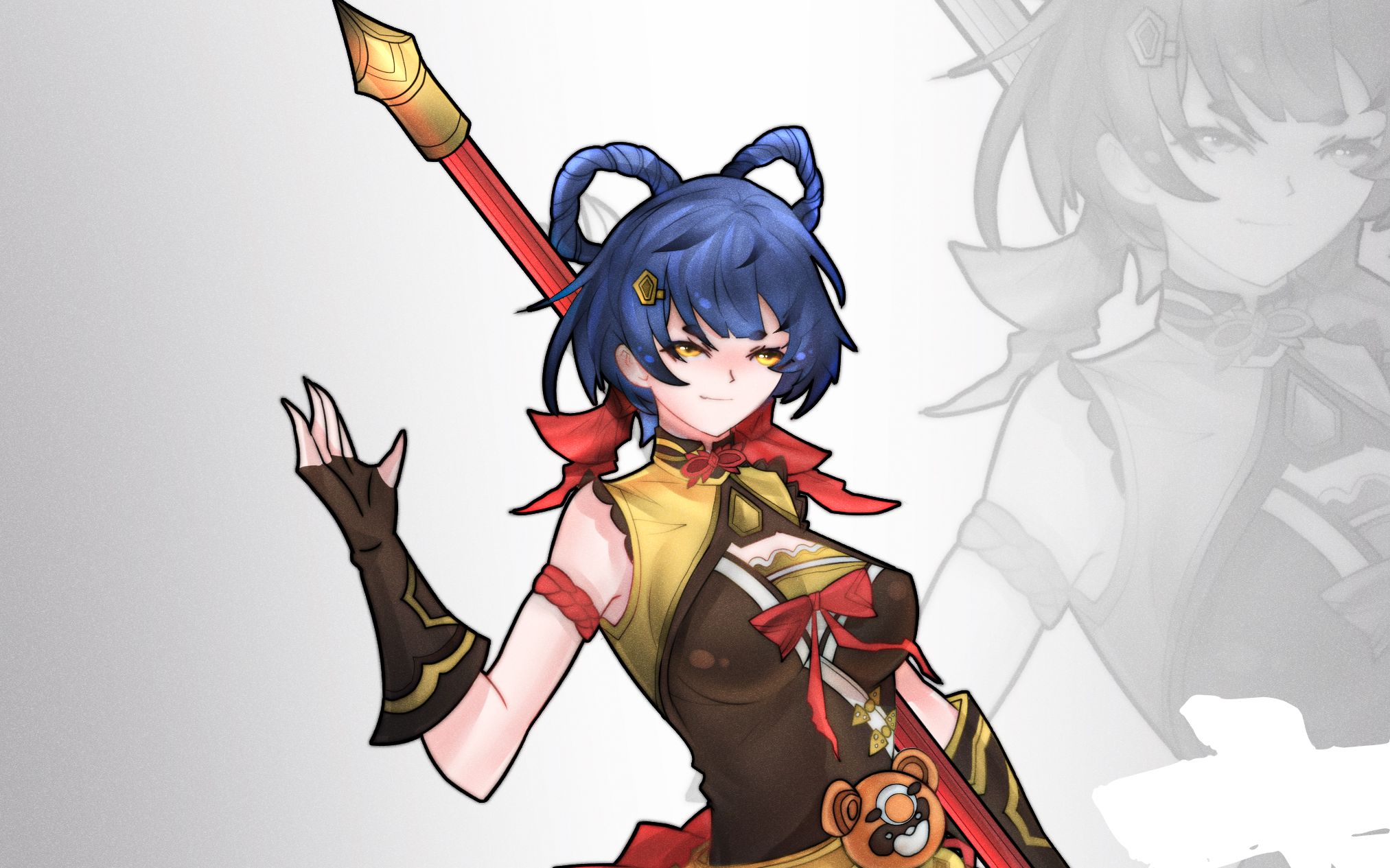 【板绘过程】原神香菱同人立绘-草稿