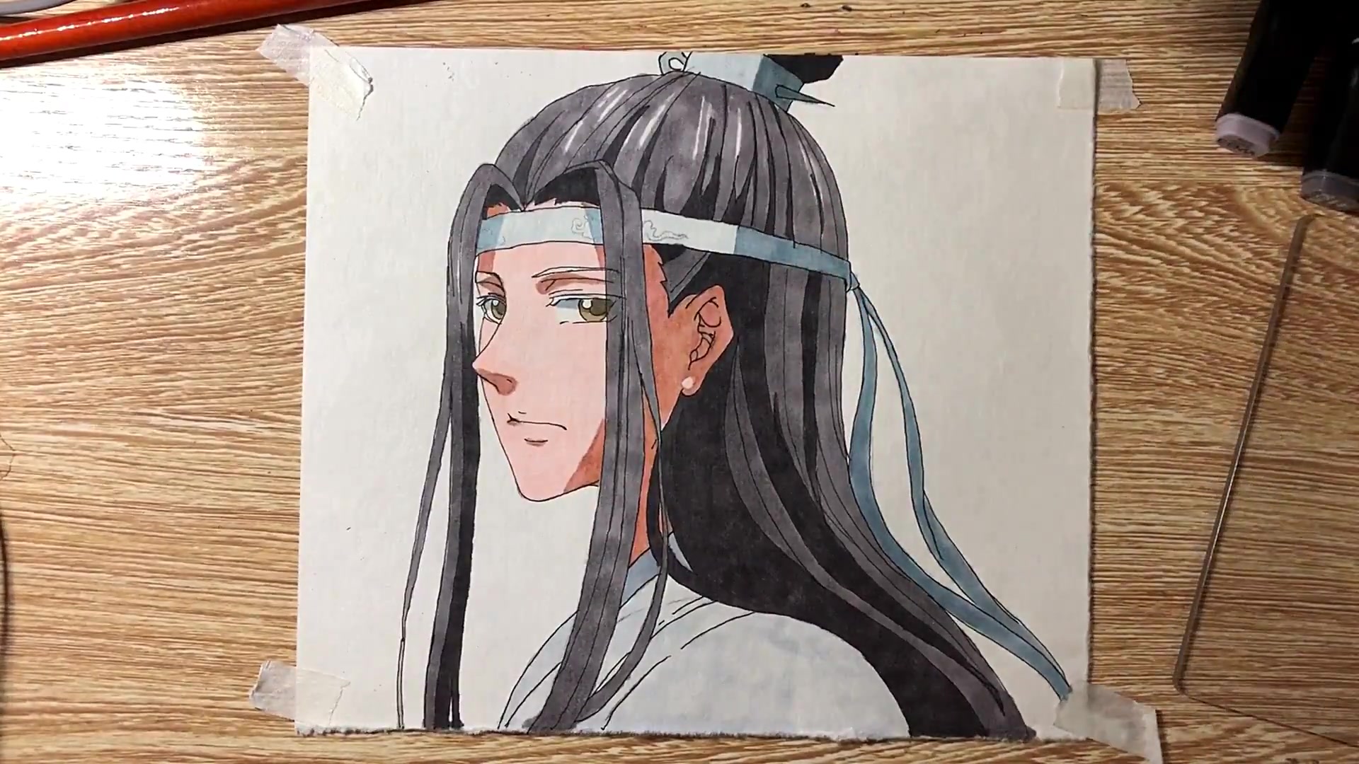 外卖小哥手绘蓝忘机自学画画真的好难呦