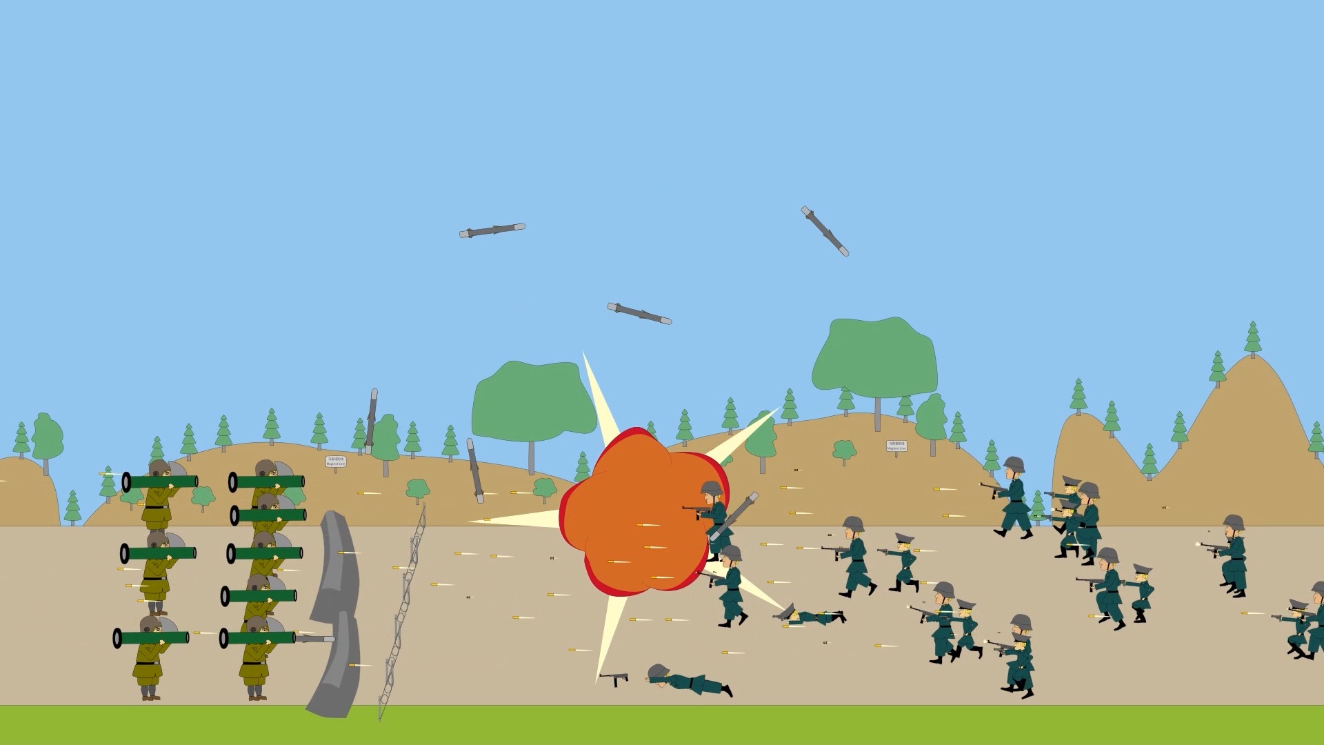 法国标枪导弹士兵阻击德国普通士兵和小军官的联合进攻